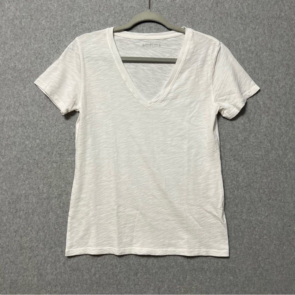 American Giant Womens Premium Slub V-neck Tee Size Small White Short Sleeve - Picture 3 of 9
